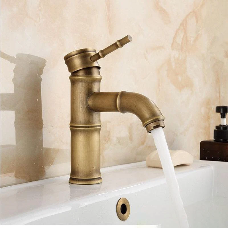 Farmhouse Brass Bathroom Tap Lever Handle Tap Single Hole Vessel Sink Tap -Bathlova