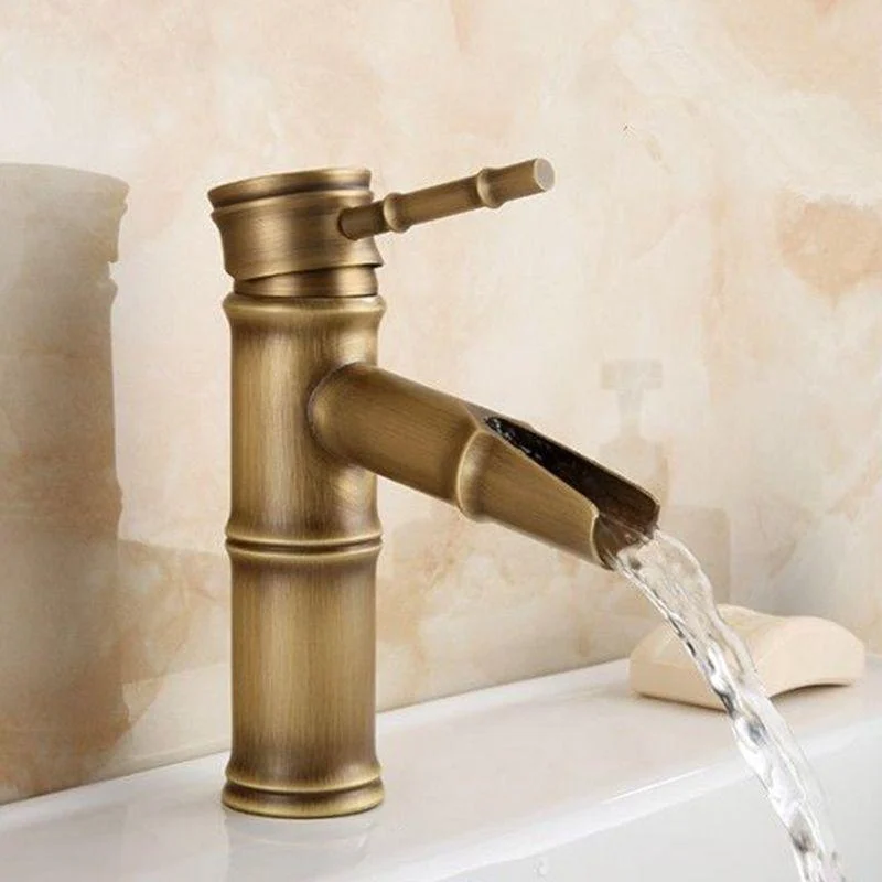 Farmhouse Vessel Tap Brass Lever Handles Waterfall Spout Lavatory Tap -Bathlova