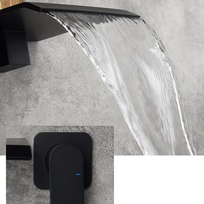 Fixed Roman Tub Tap Trim Single Handle Wall Mounted Waterfall Tub Filler -Bathlova