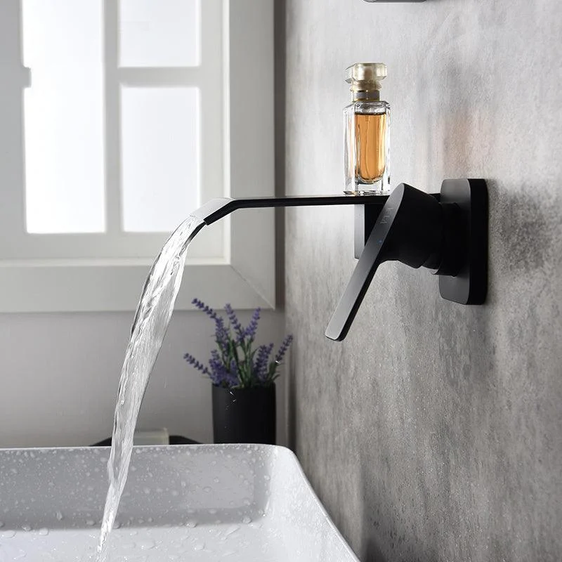 Fixed Roman Tub Tap Trim Single Handle Wall Mounted Waterfall Tub Filler -Bathlova