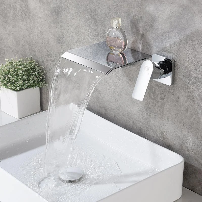 Fixed Roman Tub Tap Trim Single Handle Wall Mounted Waterfall Tub Filler -Bathlova