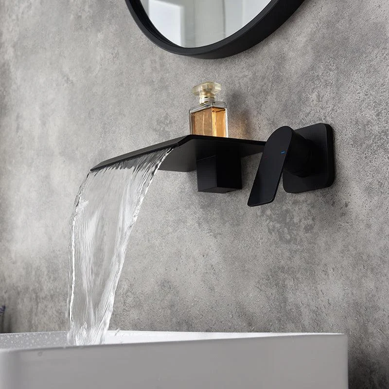 Fixed Roman Tub Tap Trim Single Handle Wall Mounted Waterfall Tub Filler -Bathlova