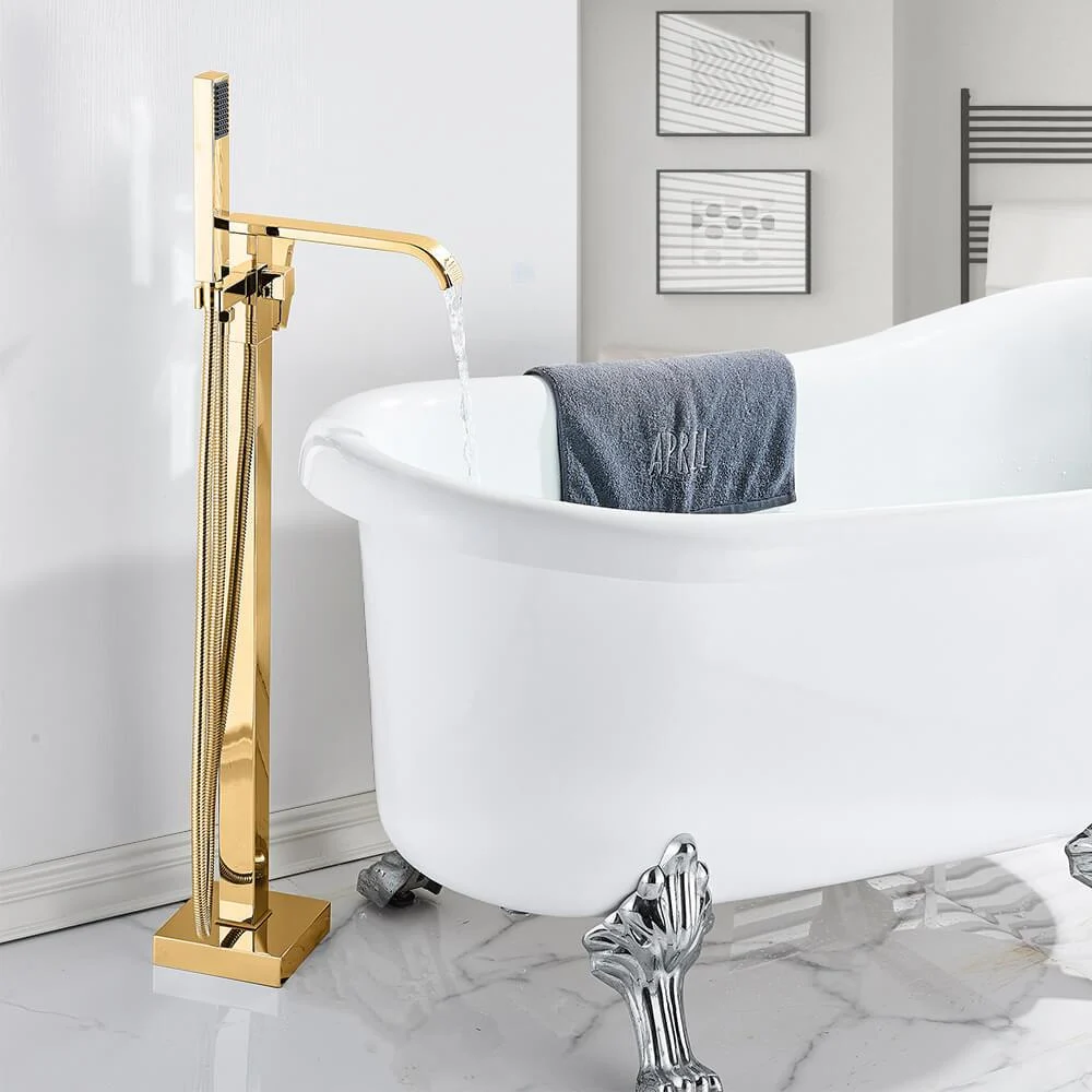 Flat Waterfall Floor Standing Tub Filler -Bathlova