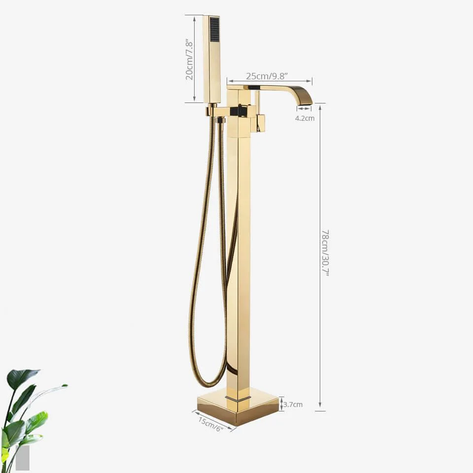 Flat Waterfall Floor Standing Tub Filler -Bathlova