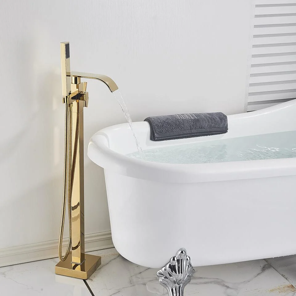 Flat Waterfall Floor Standing Tub Filler -Bathlova