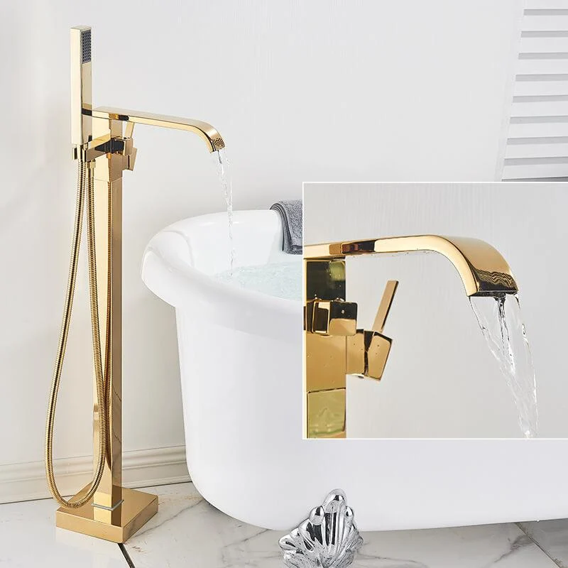 Flat Waterfall Floor Standing Tub Filler -Bathlova