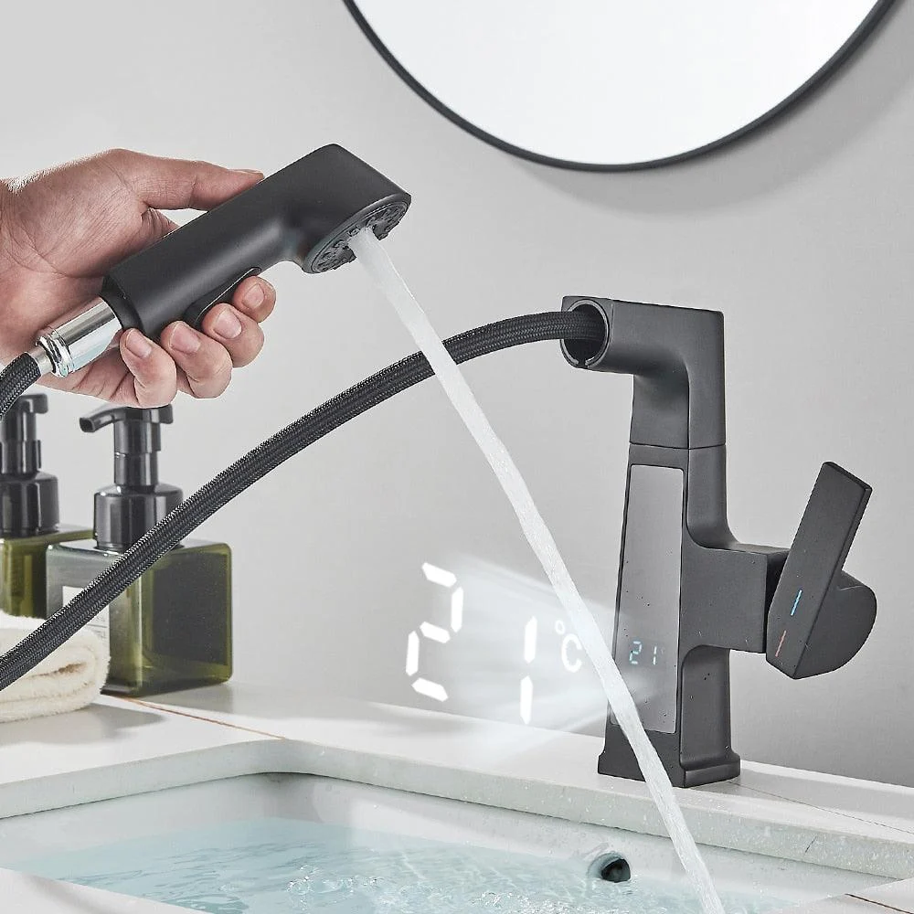 Flexible Pull Out Sprayer Digital Display Basin Tap Bathroom Tap -Bathlova