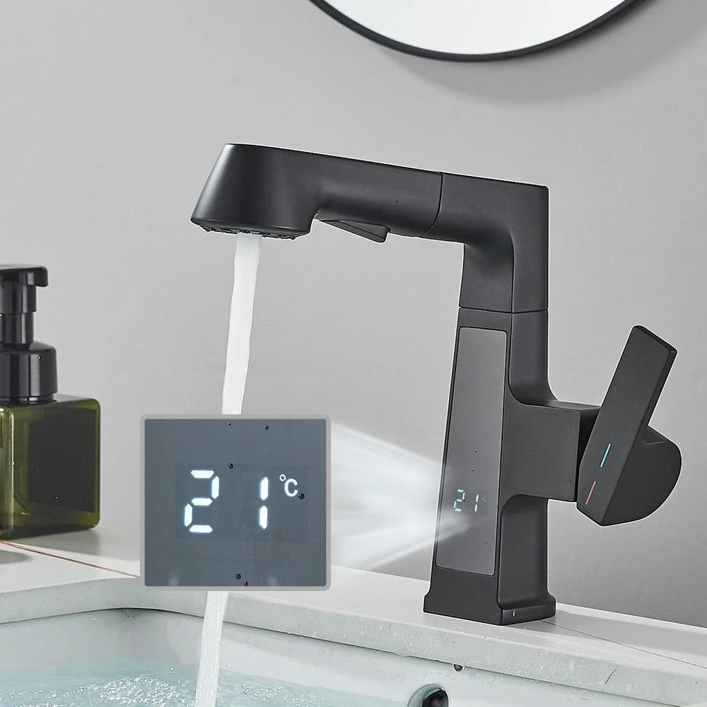 Flexible Pull Out Sprayer Digital Display Basin Tap Bathroom Tap -Bathlova