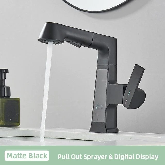 Flexible Pull Out Sprayer Digital Display Basin Tap Bathroom Tap -Bathlova