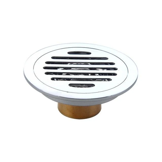 Floor Drain Round Linear Drain for Shower Floor Brass Drain Cover -Bathlova