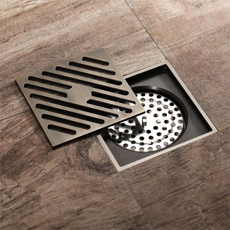 Floor Drain Square Antique Bronze Drain Brushed Bathroom Drains -Bathlova