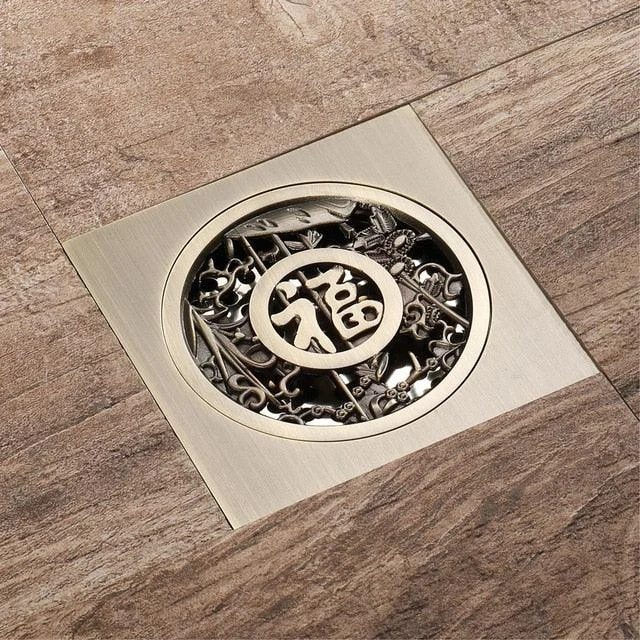 Floor Drain Square Antique Bronze Drain Brushed Bathroom Drains -Bathlova