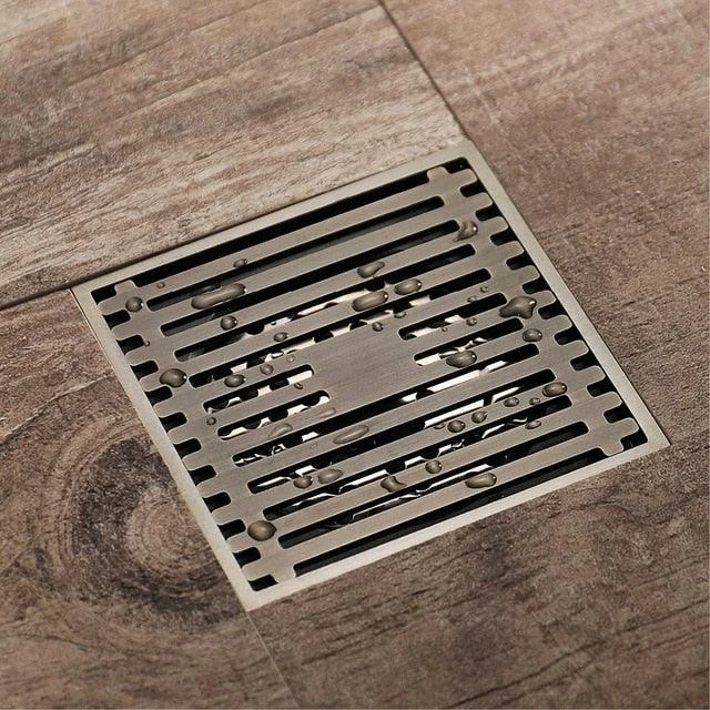 Floor Drain Square Antique Bronze Drain Brushed Bathroom Drains -Bathlova