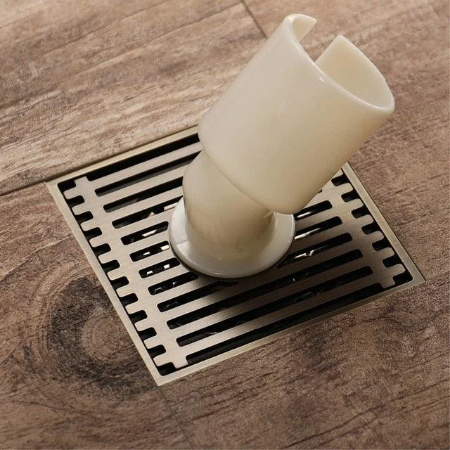 Floor Drain Square Antique Bronze Drain Brushed Bathroom Drains -Bathlova