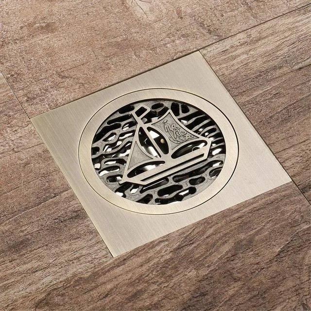 Floor Drain Square Antique Bronze Drain Brushed Bathroom Drains -Bathlova