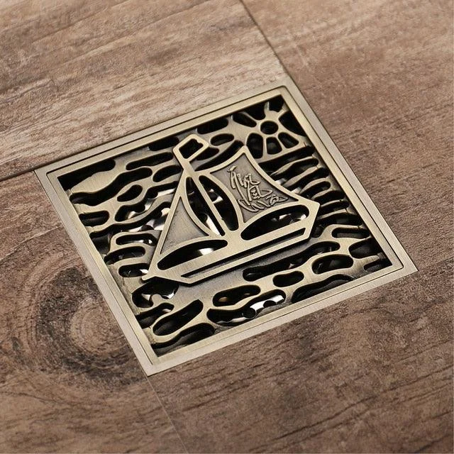 Floor Drain Square Antique Bronze Drain Brushed Bathroom Drains -Bathlova