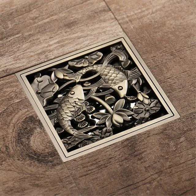 Floor Drain Square Antique Bronze Drain Brushed Bathroom Drains -Bathlova