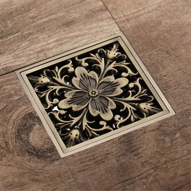 Floor Drain Square Antique Bronze Drain Brushed Bathroom Drains -Bathlova