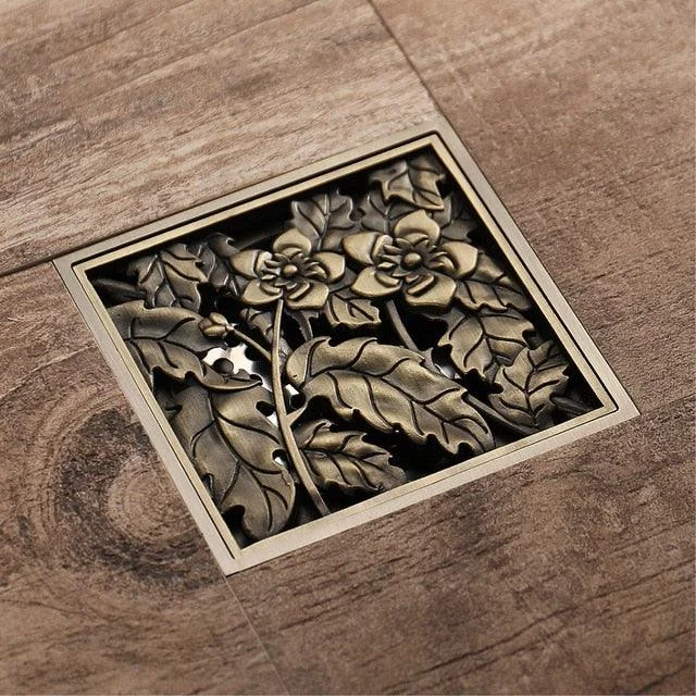 Floor Drain Square Antique Bronze Drain Brushed Bathroom Drains -Bathlova