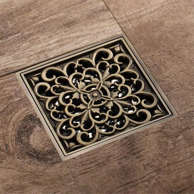 Floor Drain Square Antique Bronze Drain Brushed Bathroom Drains -Bathlova