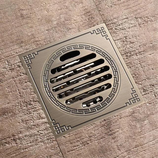 Floor Drain Square Antique Bronze Drain Brushed Bathroom Drains -Bathlova