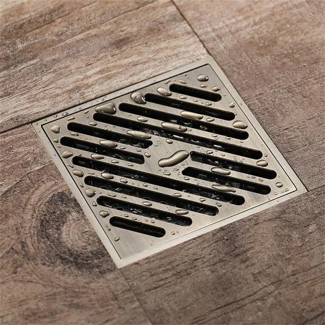 Floor Drain Square Antique Bronze Drain Brushed Bathroom Drains -Bathlova