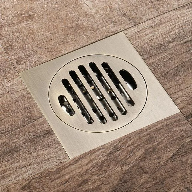 Floor Drain Square Antique Bronze Drain Brushed Bathroom Drains -Bathlova