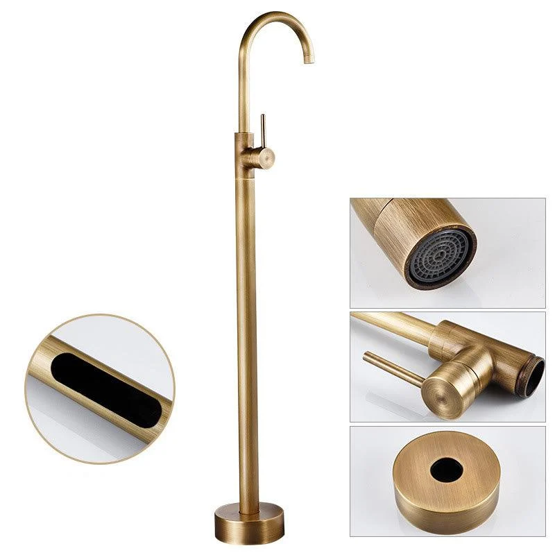 Floor Metal Freestanding Tub Filler Swivel Copper Freestanding Tap -Bathlova