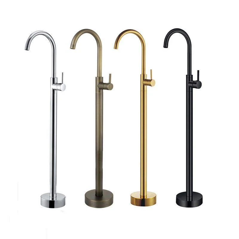 Floor Metal Freestanding Tub Filler Swivel Copper Freestanding Tap -Bathlova