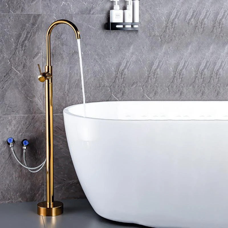 Floor Metal Freestanding Tub Filler Swivel Copper Freestanding Tap -Bathlova