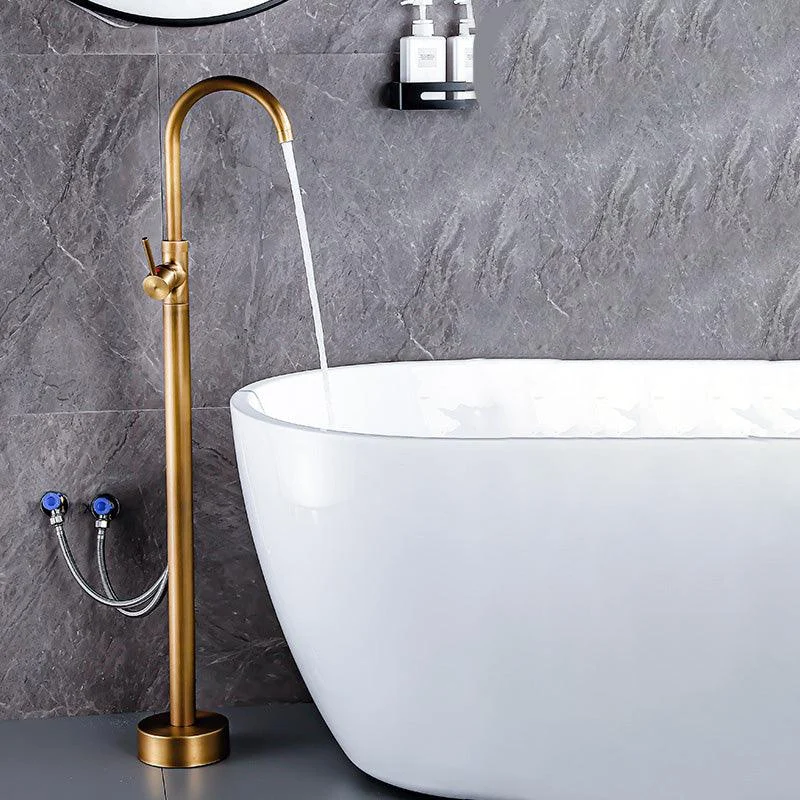 Floor Metal Freestanding Tub Filler Swivel Copper Freestanding Tap -Bathlova