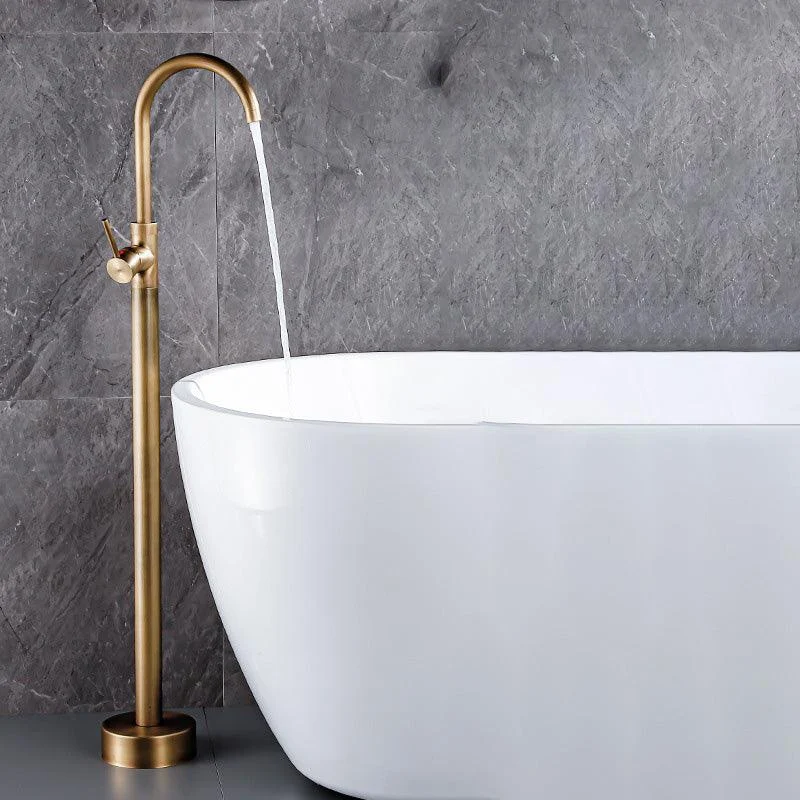 Floor Metal Freestanding Tub Filler Swivel Copper Freestanding Tap -Bathlova