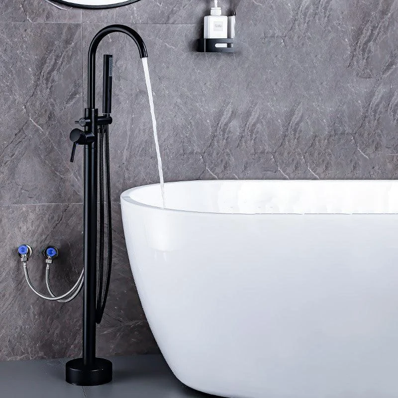 Floor Metal Freestanding Tub Filler Swivel Copper Freestanding Tap -Bathlova