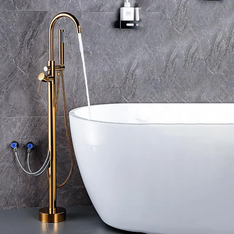 Floor Metal Freestanding Tub Filler Swivel Copper Freestanding Tap -Bathlova