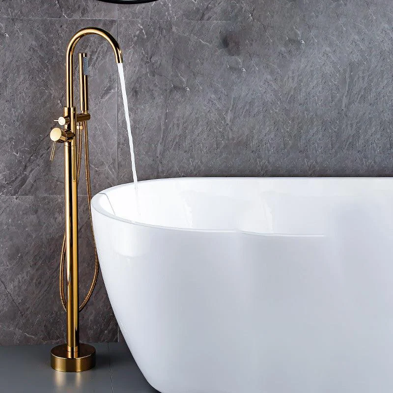 Floor Metal Freestanding Tub Filler Swivel Copper Freestanding Tap -Bathlova