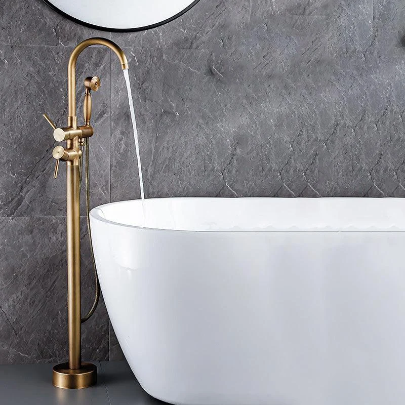 Floor Metal Freestanding Tub Filler Swivel Copper Freestanding Tap -Bathlova