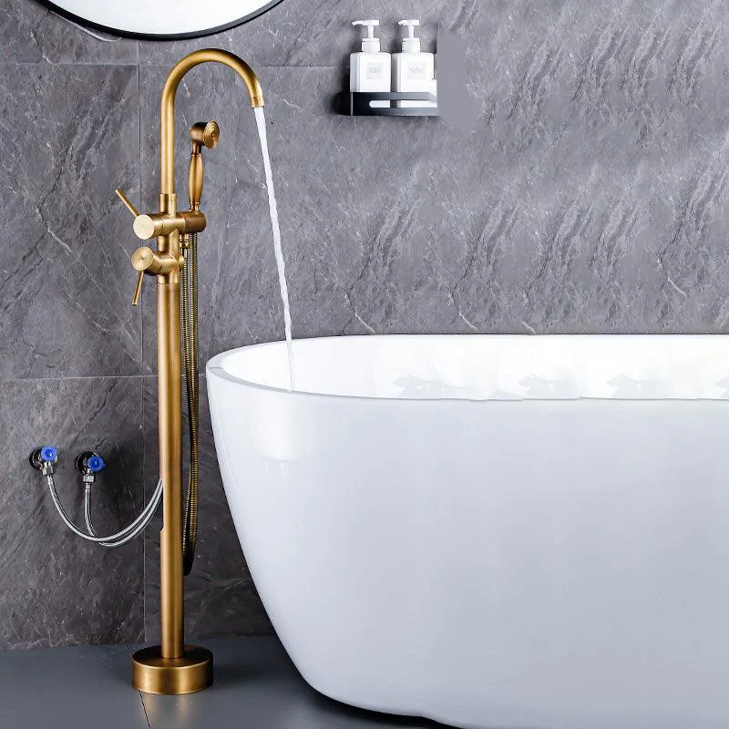 Floor Metal Freestanding Tub Filler Swivel Copper Freestanding Tap -Bathlova