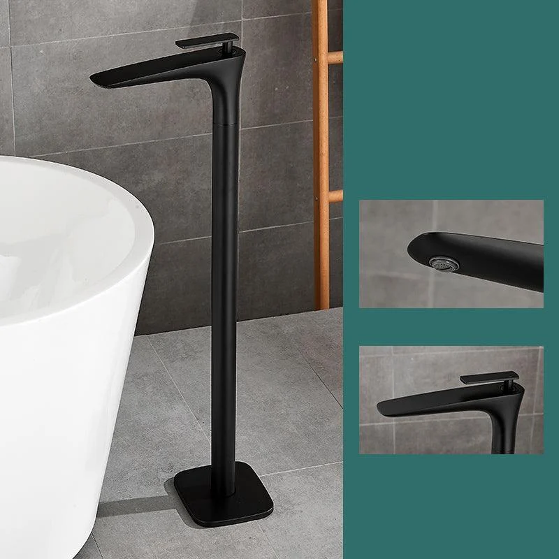 Floor Mount Bathroom Tap Solid Color Low Arc Freestanding Tub Tap -Bathlova