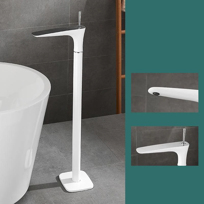 Floor Mount Bathroom Tap Solid Color Low Arc Freestanding Tub Tap -Bathlova