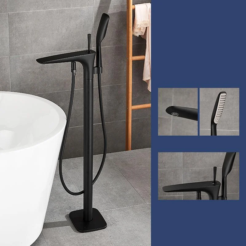 Floor Mount Bathroom Tap Solid Color Low Arc Freestanding Tub Tap -Bathlova