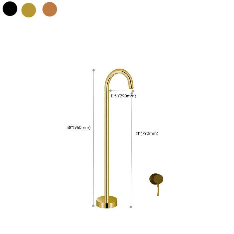 Floor Mounted All Bronze Freestanding Tub Filler Freestanding High Arc Tub Filler Trim -Bathlova