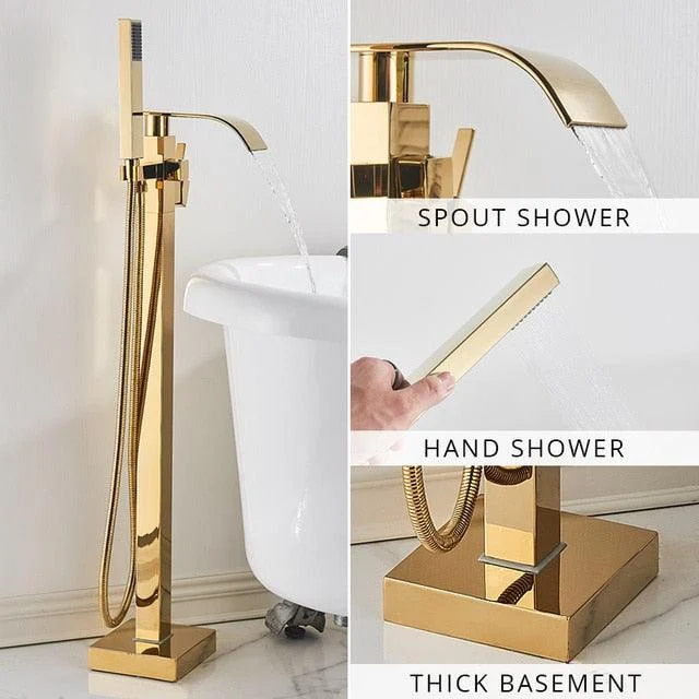 Floor Mounted Bathtub Tap Set Gold Bath Tub Tap Bathtub Tap -Bathlova