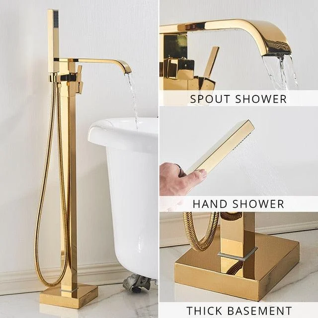 Floor Mounted Bathtub Tap Set Gold Bath Tub Tap Bathtub Tap -Bathlova