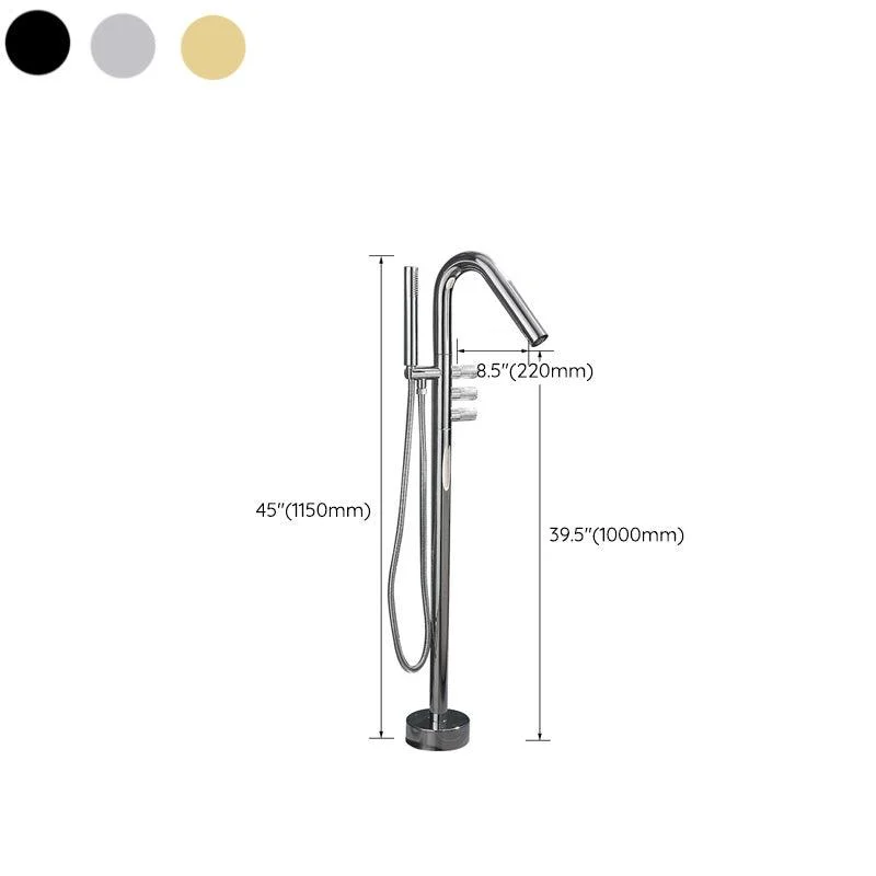 Floor Mounted Bronze Freestanding Tub Filler Freestanding High Arc Tub Filler Trim -Bathlova