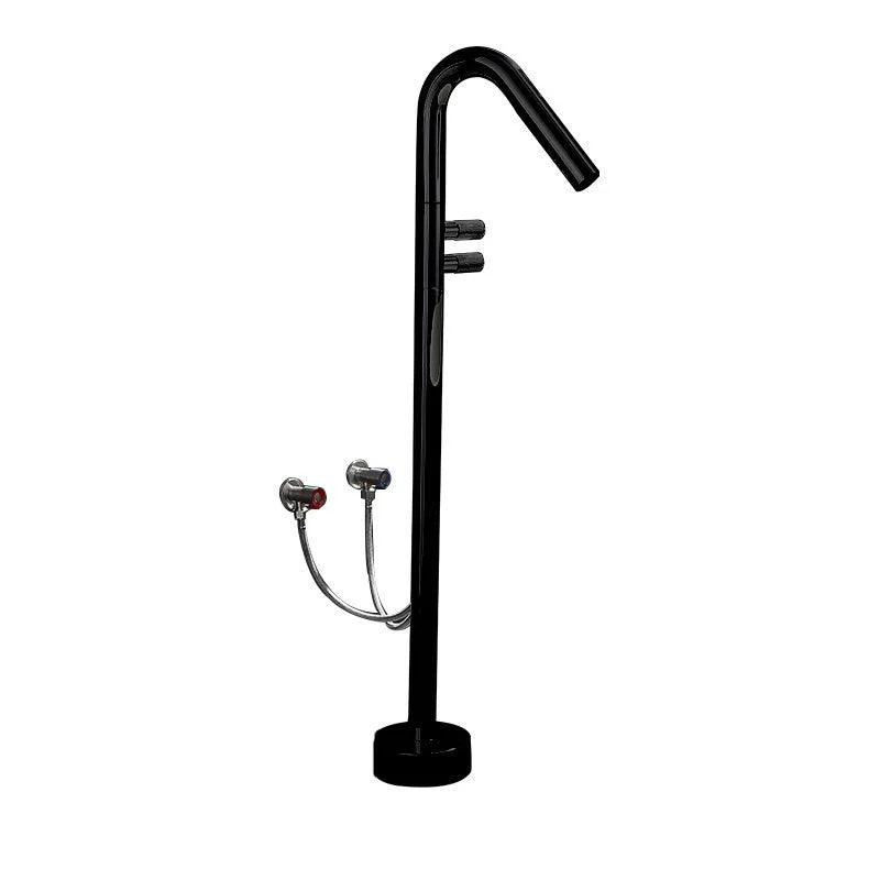 Floor Mounted Bronze Freestanding Tub Filler Freestanding High Arc Tub Filler Trim -Bathlova