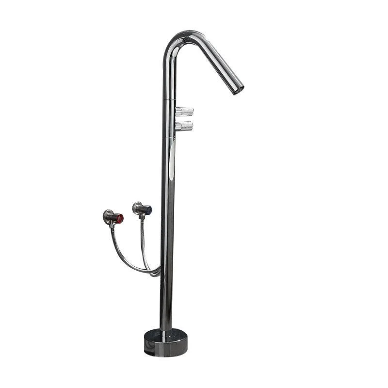 Floor Mounted Bronze Freestanding Tub Filler Freestanding High Arc Tub Filler Trim -Bathlova