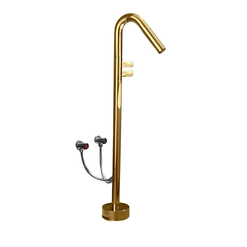 Floor Mounted Bronze Freestanding Tub Filler Freestanding High Arc Tub Filler Trim -Bathlova