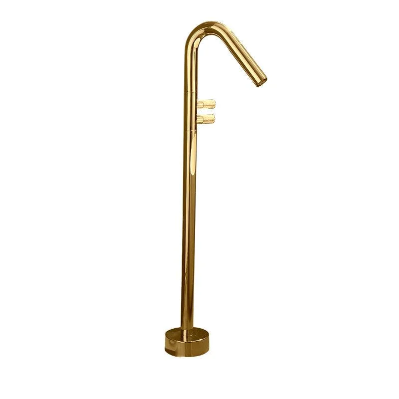 Floor Mounted Bronze Freestanding Tub Filler Freestanding High Arc Tub Filler Trim -Bathlova