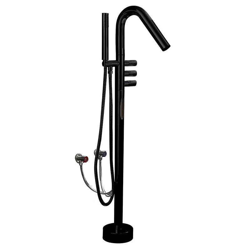 Floor Mounted Bronze Freestanding Tub Filler Freestanding High Arc Tub Filler Trim -Bathlova