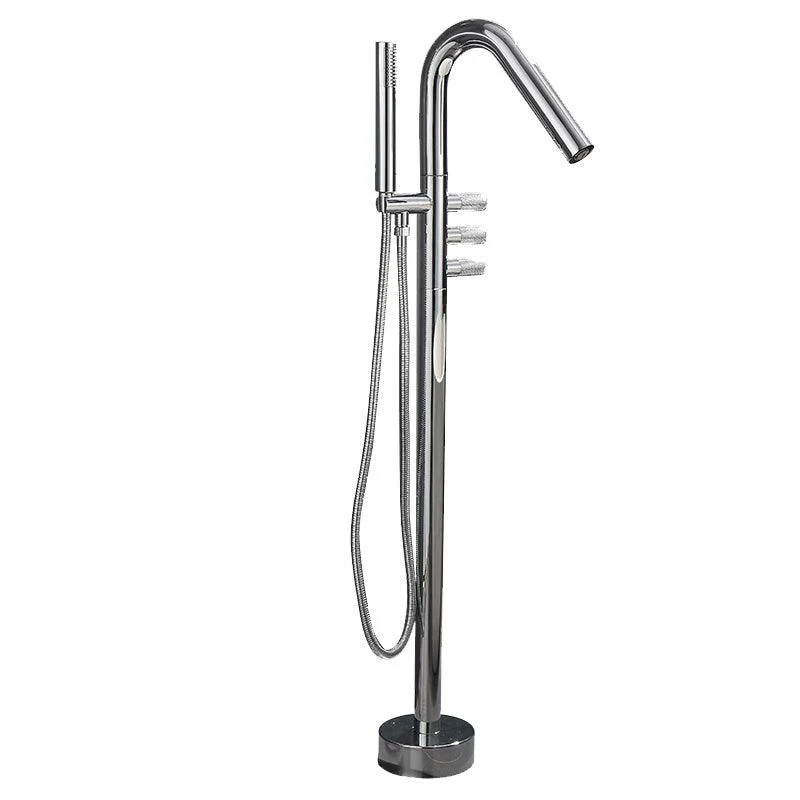 Floor Mounted Bronze Freestanding Tub Filler Freestanding High Arc Tub Filler Trim -Bathlova